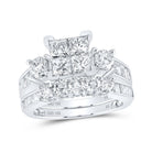 Enchanting Majesty | 14kt White Gold Princess Diamond Square Bridal Wedding Ring Band Set 3 Cttw | Splendid Jewellery - Splendid Jewellery