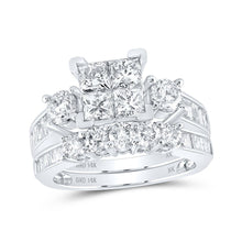Load image into Gallery viewer, Enchanting Majesty | 14kt White Gold Princess Diamond Square Bridal Wedding Ring Band Set 3 Cttw | Splendid Jewellery - Splendid Jewellery