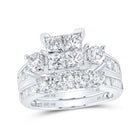 Enchanting Majesty | 14kt White Gold Princess Diamond Square Bridal Wedding Ring Band Set 3 Cttw | Splendid Jewellery - Splendid Jewellery