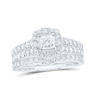 Enchanting Majesty Diamond Halo Bridal Wedding Ring Band Set - Splendid Jewellery