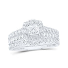Enchanting Majesty Diamond Halo Bridal Wedding Ring Band Set - Splendid Jewellery