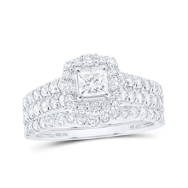 Enchanting Majesty Diamond Halo Bridal Wedding Ring Band Set - Splendid Jewellery