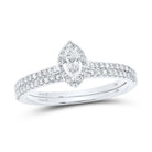 Enchanting Marquise Diamond Halo Wedding Ring Set - Splendid Jewellery