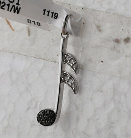 Enchanting Melody Sterling Silver Music Note Diamond Pendant  Side View from Splendid Jewellery