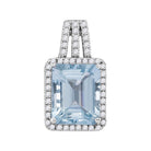 Enchanting Ocean Serenade Pendant | 14kt White Gold Womens Emerald Aquamarine Diamond Solitaire Pendant 2 - 7/8 Cttw - Splendid Jewellery