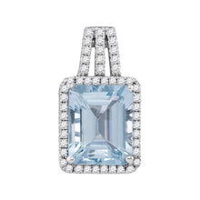 Load image into Gallery viewer, Enchanting Ocean Serenade Pendant | 14kt White Gold Womens Emerald Aquamarine Diamond Solitaire Pendant 2 - 7/8 Cttw - Splendid Jewellery