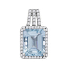 Enchanting Ocean Serenade Pendant | 14kt White Gold Womens Emerald Aquamarine Diamond Solitaire Pendant 2 - 7/8 Cttw - Splendid Jewellery