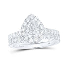 Enchanting Pear Diamond Halo Wedding Ring Set in 14kt White Gold - Splendid Jewellery