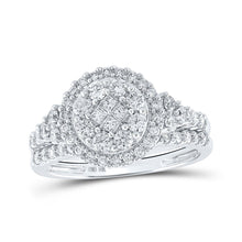 Load image into Gallery viewer, Enchanting Princess Diamond Cluster Wedding Ring Set in 10kt White Gold - Splendid Jewellery