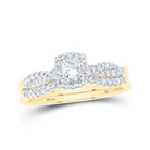 Enchanting Princess Diamond Halo Bridal Wedding Ring Band Set in 10kt Yellow Gold - Splendid Jewellery