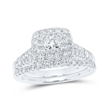 Load image into Gallery viewer, Enchanting Princess Diamond Halo Wedding Ring Band Set in 14kt White Gold - Splendid Jewellery
