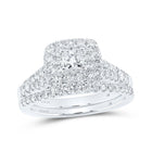 Enchanting Princess Diamond Halo Wedding Ring Band Set in 14kt White Gold - Splendid Jewellery