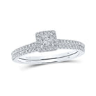 Enchanting Princess Diamond Halo Wedding Ring Set - Splendid Jewellery