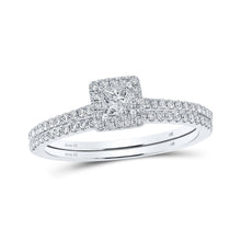 Load image into Gallery viewer, Enchanting Princess Diamond Halo Wedding Ring Set - Splendid Jewellery