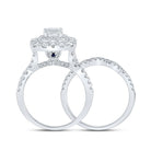 Enchanting Princess Diamond Halo Wedding Ring Set in 14kt White Gold - Splendid Jewellery