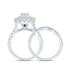 Enchanting Princess Diamond Halo Wedding Ring Set in 14kt White Gold - Splendid Jewellery