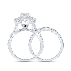 Enchanting Princess Diamond Halo Wedding Ring Set in 14kt White Gold - Splendid Jewellery