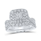 Enchanting Princess Diamond Halo Wedding Ring Set in 14kt White Gold - Splendid Jewellery