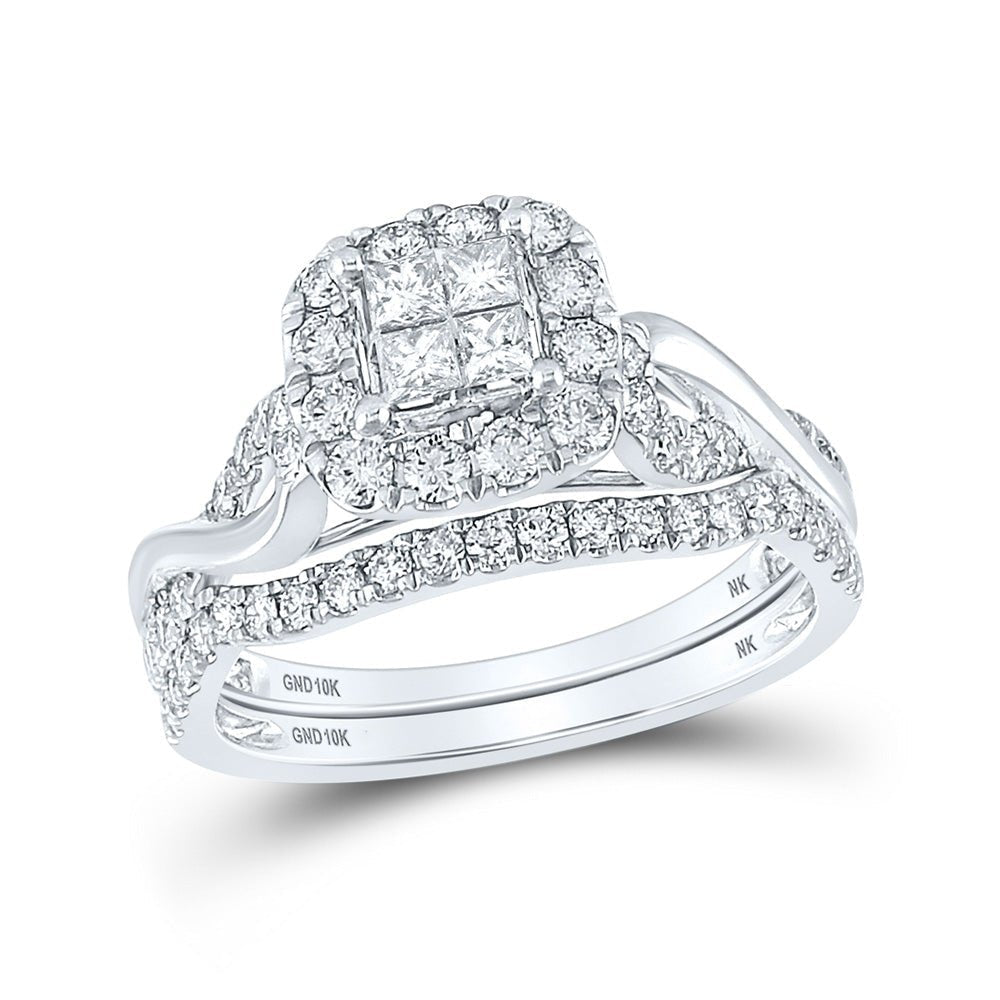 Enchanting Princess Diamond Square Bridal Wedding Ring Band Set - Splendid Jewellery