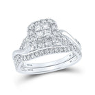 Enchanting Princess Diamond Square Bridal Wedding Ring Band Set - Splendid Jewellery