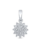 Enchanting Radiance: 10kt White Gold Womens Round Diamond Cluster Pendant 1/5 Cttw - Splendid Jewellery