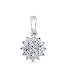 Load image into Gallery viewer, Enchanting Radiance: 10kt White Gold Womens Round Diamond Cluster Pendant 1/5 Cttw - Splendid Jewellery