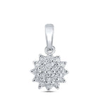 Enchanting Radiance: 10kt White Gold Womens Round Diamond Cluster Pendant 1/5 Cttw - Splendid Jewellery