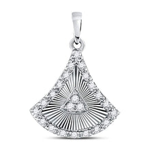 Load image into Gallery viewer, Enchanting Radiance: 10kt White Gold Womens Round Diamond Fashion Pendant Top view from the 10Kt White Gold Womens Round Diamond Fashion Pendant 1 8 Cttwpin270351 collection by Splendid Jewellery