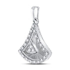 Enchanting Radiance: 10kt White Gold Womens Round Diamond Fashion Pendant Side 2 view from the 10Kt White Gold Womens Round Diamond Fashion Pendant 1 8 Cttwpin270351 collection by Splendid Jewellery