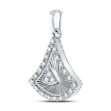 Load image into Gallery viewer, Enchanting Radiance: 10kt White Gold Womens Round Diamond Fashion Pendant Side view from the 10Kt White Gold Womens Round Diamond Fashion Pendant 1 8 Cttwpin270351 collection by Splendid Jewellery
