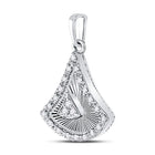 Enchanting Radiance: 10kt White Gold Womens Round Diamond Fashion Pendant Side view from the 10Kt White Gold Womens Round Diamond Fashion Pendant 1 8 Cttwpin270351 collection by Splendid Jewellery