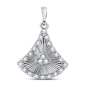 Enchanting Radiance: 10kt White Gold Womens Round Diamond Fashion Pendant - Splendid Jewellery