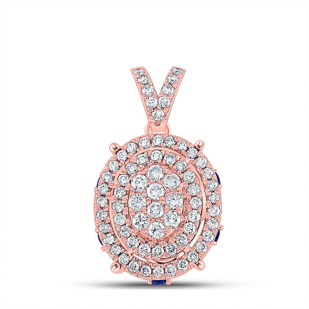 Enchanting Rose Gold Diamond and Blue Sapphire Cluster Pendant - Splendid Jewellery