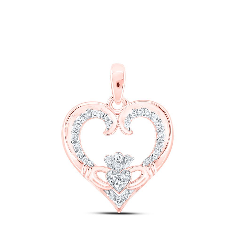 Enchanting Rose Gold Diamond Claddagh Heart Pendant - Splendid Jewellery