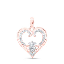 Load image into Gallery viewer, Enchanting Rose Gold Diamond Claddagh Heart Pendant - Splendid Jewellery
