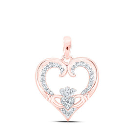 Enchanting Rose Gold Diamond Claddagh Heart Pendant - Splendid Jewellery