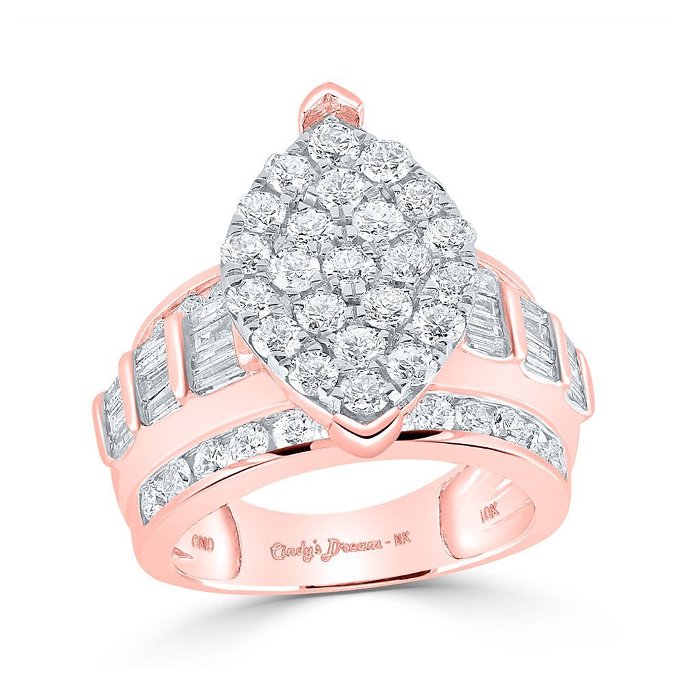 Enchanting Rose Gold Diamond Cluster Bridal Wedding Ring - Splendid Jewellery