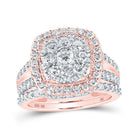 Enchanting Rose Gold Diamond Cluster Bridal Wedding Ring Set - Splendid Jewellery