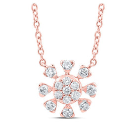 Enchanting Rose Gold Diamond Cluster Necklace - Splendid Jewellery