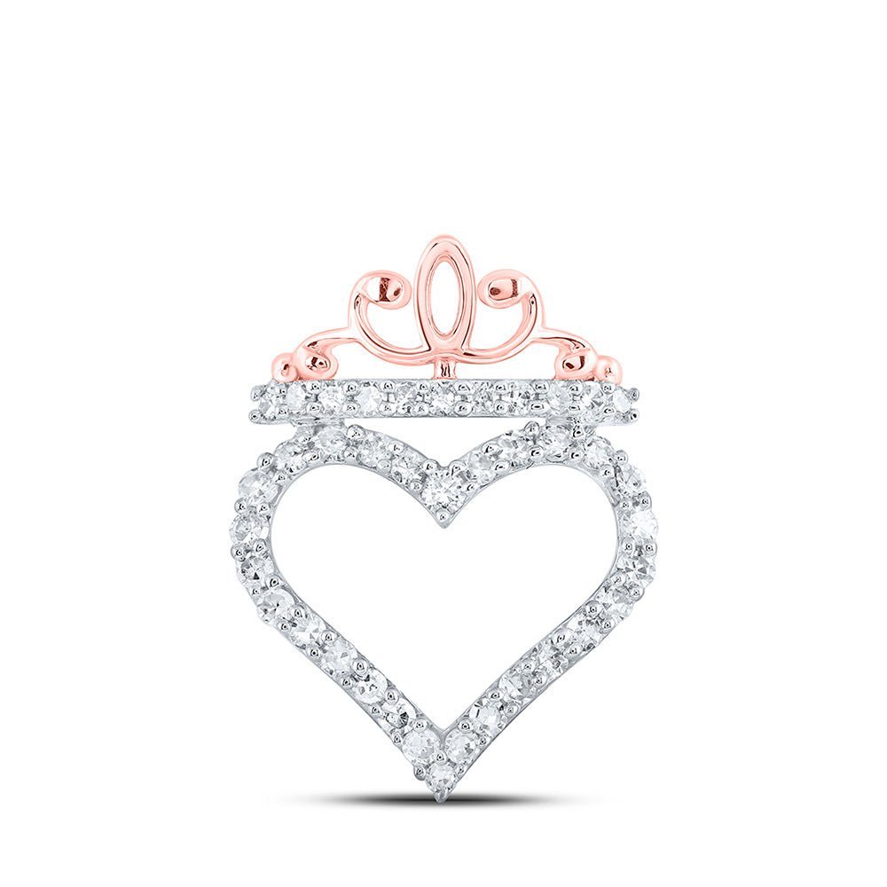 Enchanting Rose Gold Diamond Crown Heart Pendant - Splendid Jewellery