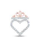 Enchanting Rose Gold Diamond Crown Heart Pendant - Splendid Jewellery