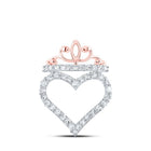 Enchanting Rose Gold Diamond Crown Heart Pendant - Splendid Jewellery