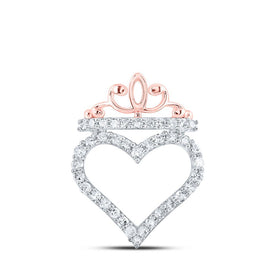 Enchanting Rose Gold Diamond Crown Heart Pendant - Splendid Jewellery