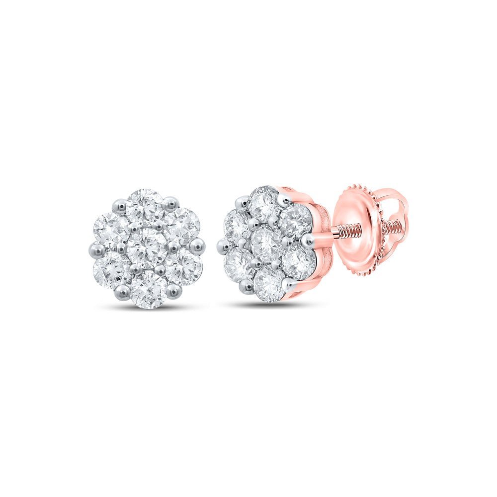 Enchanting Rose Gold Diamond Floral Cluster Earrings - Splendid Jewellery