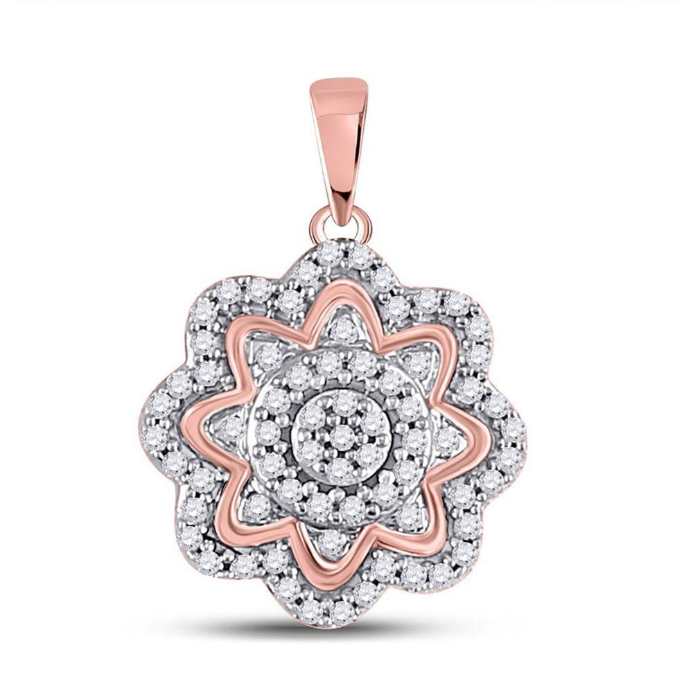 Enchanting Rose Gold Diamond Flower Cluster Pendant - Splendid Jewellery