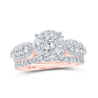 Enchanting Rose Gold Diamond Halo Bridal Wedding Ring Set - Splendid Jewellery
