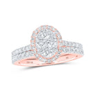 Enchanting Rose Gold Diamond Halo Bridal Wedding Ring Set - Splendid Jewellery