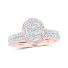 Enchanting Rose Gold Diamond Halo Bridal Wedding Ring Set - Splendid Jewellery