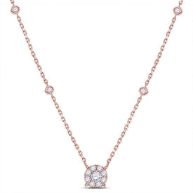 Enchanting Rose Gold Diamond Halo Solitaire Necklace - Splendid Jewellery