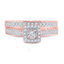 Load image into Gallery viewer, Enchanting Rose Gold Diamond Halo Wedding Ring Set - Alternate view 4 from Splendid Jewellery
